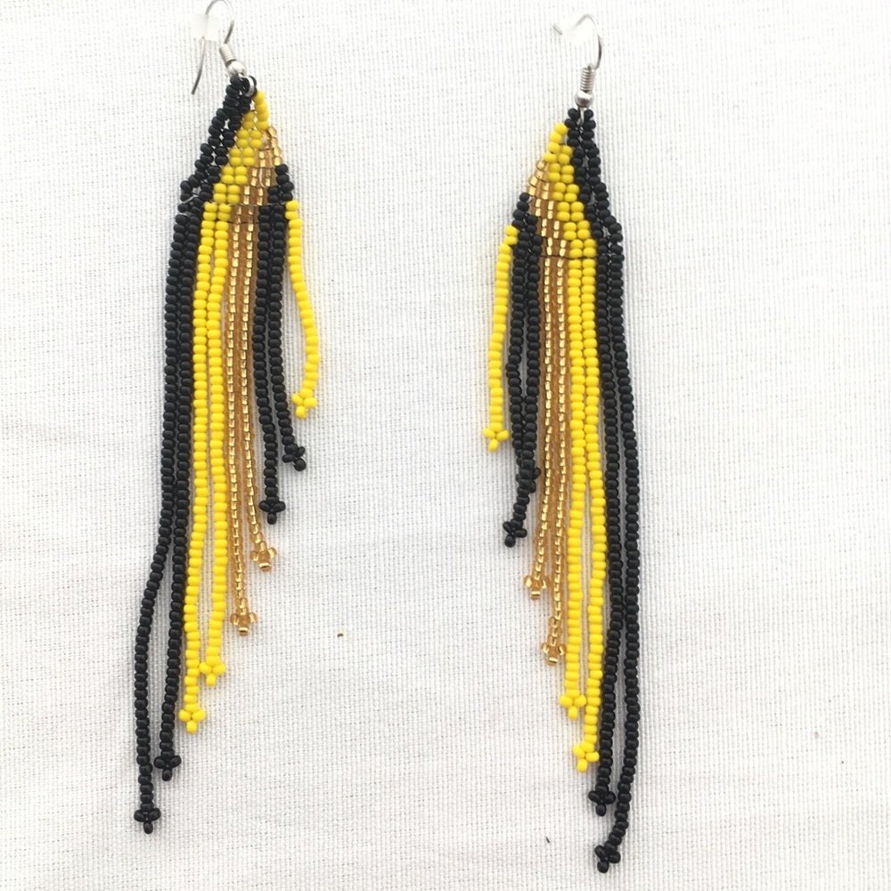 Asymmetrical Beaded Fringe/Tassel Earrings